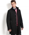 Style stays crisp, clean and polished with this sharp slim-fit coat from Bar III.