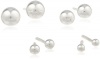 Sterling Silver 1-4mm Ball Post Earrings , Set of Four
