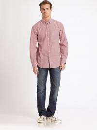 Classic straight fit gets a slimmer update with this signature five-pocket style heavily distressed and whiskered for added style and comfort.Five-pocket styleInseam, about 34CottonMachine washMade in USA Classic straight fit gets a slimmer update with this signature five-pocket style heavily distressed and whiskered for added style and comfort.Five-pocket styleInseam, about 34CottonMachine washMade in USA