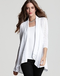 This Catherine Malandrino cardigan boasts an open silhouette and draped collar that infuses your daytime look with relaxed style. This Catherine Malandrino cardigan boasts an open silhouette and draped collar that infuses your daytime look with relaxed style.