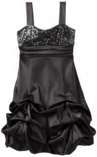 Ruby Rox Girls 7-16 Sequin Top Pick up Party Dress, Black/Silver, 12