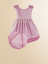 An adorable look for a picnic or a portrait in lightweight cotton piqué with vibrant rick rack trim and a matching diaper cover. Covered button shoulder closures High waist Cotton; machine wash Made in USA Please note: Diaper cover cannot be personalized.FOR PERSONALIZATION Select a quantity, then scroll down and click on PERSONALIZE & ADD TO BAG to choose and preview your personalization options. Please allow 2 to 3 weeks for delivery. An adorable look for a picnic or a portrait in lightweight cotton piqué with vibrant rick rack trim and a matching diaper cover. Covered button shoulder closures High waist Cotton; machine wash Made in USA Please note: Diaper cover cannot be personalized.FOR PERSONALIZATION Select a quantity, then scroll down and click on PERSONALIZE & ADD TO BAG to choose and preview your personalization options. Please allow 2 to 3 weeks for delivery.