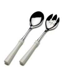 Gently scalloped handles are carved of metal and enamel, creating a set of salad serveware that embodies graceful elegance. Complements both Italian and French Countryside dinnerware from Mikasa. Gently scalloped handles are carved of metal and enamel, creating a set of salad serveware that embodies graceful elegance. Complements both Italian and French Countryside dinnerware from Mikasa.
