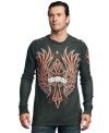 Twice the style. This reversible thermal shirt from Affliction doubles up on your casual look.