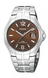 Pulsar Men's PXH751 Stainless Steel Case and Bracelet Brown Sunray Dial Watch Pulsar Men's PXH751 Stainless Steel Case and Bracelet Brown Sunray Dial Watch