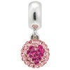 Lovelinks by Aagaard Sterling Silver Sparkling 'Love Dangle' Pink Heart Murano Glass Bead with Swarovski Crystals For Charm Bracelets