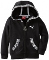 Puma - Kids Girls 2-6X ToddlerPrinted Trim Long Sleeve Hoodie, Black, 4T