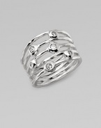 From the Silver Rain Collection. A striking, sculptural design with open strands of polished sterling silver, each one accented by a shimmering diamond.Diamonds, .25 tcw Sterling silverWidth, about ½Imported