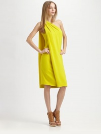Cut from lily crepe, this effortlessly chic silhouette has an asymmetrical neckline and strategically placed gathers. Asymmetrical necklineGathered shoulderAbout 22 from natural waistSilkDry cleanImportedModel shown is 5'10 (177cm) wearing US size 2. Cut from lily crepe, this effortlessly chic silhouette has an asymmetrical neckline and strategically placed gathers. Asymmetrical necklineGathered shoulderAbout 22 from natural waistSilkDry cleanImportedModel shown is 5'10 (177cm) wearing US size 2.