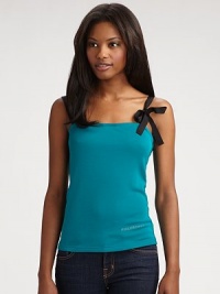 THE LOOKContrast ribbon shoulder straps with single bowStraight necklineStudded Philosophy at side hemTHE FITAbout 22½ from shoulder to hemTHE MATERIAL80% rayon/20% polyesterCARE & ORIGINDry cleanMade in Italy THE LOOKContrast ribbon shoulder straps with single bowStraight necklineStudded Philosophy at side hemTHE FITAbout 22½ from shoulder to hemTHE MATERIAL80% rayon/20% polyesterCARE & ORIGINDry cleanMade in Italy
