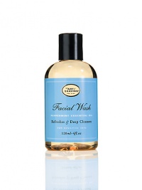 Facial Wash gently cleanses the skin and helps maintain the skin's proper PH balance. Refreshing Peppermint essential oil stimulates circulation and cleanses pores of impurities such as pollution, dirt, and perspiration. Green tea extract acts as a natural anti-oxidant while it rejuvenates and tones the skin. Essential oils of chamomile, aloe vera, olive and jojoba oils replenish lost moisture and enhance suppleness. Suitable for all skin types. 4 oz. Facial Wash gently cleanses the skin and helps maintain the skin's proper PH balance. Refreshing Peppermint essential oil stimulates circulation and cleanses pores of impurities such as pollution, dirt, and perspiration. Green tea extract acts as a natural anti-oxidant while it rejuvenates and tones the skin. Essential oils of chamomile, aloe vera, olive and jojoba oils replenish lost moisture and enhance suppleness. Suitable for all skin types. 4 oz.