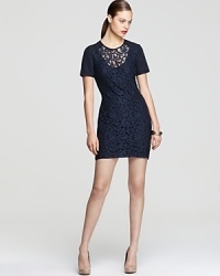 A front lace panel lends delicate romance to this French Connection dress that's at once youthful and elegant. A front lace panel lends delicate romance to this French Connection dress that's at once youthful and elegant.