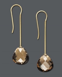Intense smoky quartz is a perfect complement to summer's burnished shades. Set in 14k gold. Approximate drop: 1-7/8 inches.