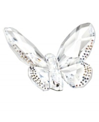 Dazzling in the wings. This bejeweled butterfly reflects the light beautifully with fully faceted wings edged in glittering crystal dots. A special figurine from Swarovksi. Dazzling in the wings. This bejeweled butterfly reflects the light beautifully with fully faceted wings edged in glittering crystal dots. A special figurine from Swarovksi.