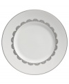 Vera Wang marries modern shapes with traditional lace in this set of dinnerware. The dishes are decidedly timeless. Platinum trim and banding add delicate feminine touches to this white accent salad plate.