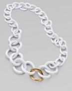 A graduated design of twisted resin links embellished with a radiant 14k goldplated center link and accents. Resin14k goldplatingLength, about 18Slip-on styleMade in USA