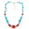 Bamboo Coral, Howlite and Resin Fashion Necklace 18-inches