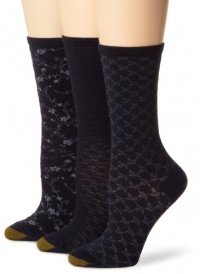 Gold Toe Women's Floral Diamonds And Leaf Pattern 3 Pack Socks