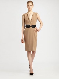 Sculptural and sleek, this chic wool style is finished with a flattering faux wrap front.Surplice neckline with inverted fold detailSleevelessFaux wrap frontBack zipAbout 25 from natural waist96% wool/4% elastaneDry cleanMade in Italy of imported fabricModel shown is 5'9½ (176cm) wearing US size 4. Sculptural and sleek, this chic wool style is finished with a flattering faux wrap front.Surplice neckline with inverted fold detailSleevelessFaux wrap frontBack zipAbout 25 from natural waist96% wool/4% elastaneDry cleanMade in Italy of imported fabricModel shown is 5'9½ (176cm) wearing US size 4.