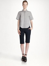 A delicate, refined take on the classic point collar dresses up this versatile cotton top.Point collar with button closureShort sleevesConcealed button frontCottonDry cleanMade in ItalyModel shown is 5'10 (177cm) wearing US size 4. A delicate, refined take on the classic point collar dresses up this versatile cotton top.Point collar with button closureShort sleevesConcealed button frontCottonDry cleanMade in ItalyModel shown is 5'10 (177cm) wearing US size 4.