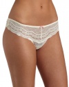 Betsey Johnson Women's Eyelet Lace Lo-Rise Wide Side Thong, Suzy Snow, Medium