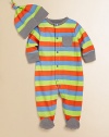 Rendered in plush cotton with bold stripes and a full snap front, your little angel will be cozy and cute in this charming one-piece with matching hat.CrewneckLong sleevesSnap-frontPatch pocketBottom snapsCottonMachine washImported Please note: Number of buttons/snaps may vary depending on size ordered. 