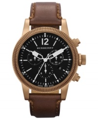 Lend a luxurious feel to your casual look with this leather timepiece from Burberry. Lend a luxurious feel to your casual look with this leather timepiece from Burberry.