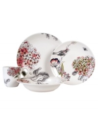 Full of life, this Hydrangea place setting charms with watercolor garden scenes on a contemporary white ground. Mix and match with the rest of the Edie Rose by Rachel Bilson dinnerware collection for an impressively put-together table. Full of life, this Hydrangea place setting charms with watercolor garden scenes on a contemporary white ground. Mix and match with the rest of the Edie Rose by Rachel Bilson dinnerware collection for an impressively put-together table.
