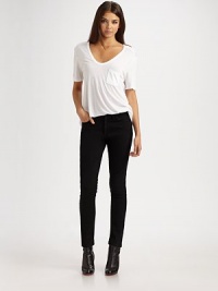 Dress up your denim in this ultra-slim dark rinse silhouette.THE FITFitted through hips and thighsRise, about 9Inseam, about 38½THE DETAILSZip flyFive-pocket style98% cotton/2% polyurethaneMachine washMade in USA of imported fabricModel shown is 5'9 (175cm) wearing US size 4. Dress up your denim in this ultra-slim dark rinse silhouette.THE FITFitted through hips and thighsRise, about 9Inseam, about 38½THE DETAILSZip flyFive-pocket style98% cotton/2% polyurethaneMachine washMade in USA of imported fabricModel shown is 5'9 (175cm) wearing US size 4.