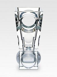 A sculptural beauty in fine crystal, handcrafted with circular openings near the top and spherical globes near the base. From the Geode Collection 7 high Hand wash Handcrafted in France A sculptural beauty in fine crystal, handcrafted with circular openings near the top and spherical globes near the base. From the Geode Collection 7 high Hand wash Handcrafted in France