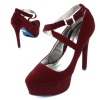 Qupid Marquise-09 Red Smooth Velvet Mary Jane Pumps, Size: 10 (M) US [Apparel]