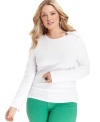 Pair your fave jeans with MICHAEL Michael Kors' long sleeve plus size top, accented by an exposed zipper.