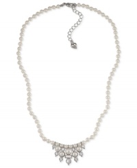 Live the glamorous life. This frontal necklace from Carolee, crafted from silver-tone mixed metal, features glass pearls and crystals for an elegant effect. Approximate length: 16 inches + 2-inch extender. Approximate drop: 3/4 inch. Live the glamorous life. This frontal necklace from Carolee, crafted from silver-tone mixed metal, features glass pearls and crystals for an elegant effect. Approximate length: 16 inches + 2-inch extender. Approximate drop: 3/4 inch.