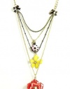 Betsey Johnson Jewelry Hawaiian Luau Orange Flower Layer Necklace