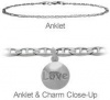 9 Inch Sterling Silver Round LOVE Charm Flat Gucci Anklet