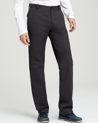 Updated dress pants from John Varvatos rendered in a straight leg with a slight stretch for a more body-hugging fit. Updated dress pants from John Varvatos rendered in a straight leg with a slight stretch for a more body-hugging fit.