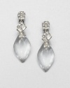 From the Teatro Moderne Collection. Beautifully hand-crafted lucite accented with sparkling Swarovski crystals in an elegant drop design. LuciteSwarovski crystalsRhodium-platedDrop, about 3Clip-on backMade in USA
