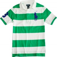 Ralph Lauren Boy's Striped Big Pony Rugby (Medium 10/12, Tiller Green)