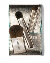 Perfectly packable in a metallic, faux-leather case-- whether you're headed out of town or just a night on the town, our Mini Brush Set features full-sized brush heads in a new slimline design for a flawless finish wherever you go. Set includes: Four brushes: Blush, Eye Sweep, Angle Eye Shadow, and Ultra Fine Eye Liner all in a compact case. There's a handy compartment in the case designed to hold our Desert Twilight Eye Palette, too.