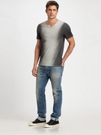 Sprayed, fading effect makes this laid-back tee both cool and comfortable.V-neckCottonMachine washImported