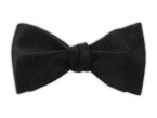 100% Silk Woven Black Solid Herringbone Self-Tie Bow Tie