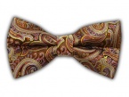 100% Silk Woven Brown, Lavender and Rust Hendrix Paisley Self-Tie Bow Tie