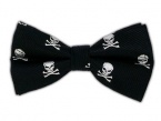 100% Silk Woven Black Skull and Crossbones Self-Tie Bow Tie