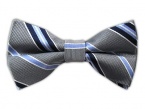100% Silk Woven Silver Striped Self-Tie Bow Tie
