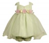 Bonnie Jean Light Green Dress Size 18M Pink Rosette Easter Baby Girl