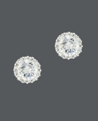 Say it all with simple sparkle. Pave-set cubic zirconias (1-3/4 ct. t.w.) set in sterling silver create a standout look in this versatile, B. Brilliant style. Approximate diameter: 6 mm. Say it all with simple sparkle. Pave-set cubic zirconias (1-3/4 ct. t.w.) set in sterling silver create a standout look in this versatile, B. Brilliant style. Approximate diameter: 6 mm.