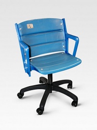 This authentic, legendary blue Yankee Stadium seat was pried from within baseball's cathedral in the Bronx and redesigned atop a wheeled base as a unique, sports-themed office or dorm chair. Please note: each chair differs slightly Includes a certificate of authenticity 27 22 X 27 Made in USA This authentic, legendary blue Yankee Stadium seat was pried from within baseball's cathedral in the Bronx and redesigned atop a wheeled base as a unique, sports-themed office or dorm chair. Please note: each chair differs slightly Includes a certificate of authenticity 27 22 X 27 Made in USA