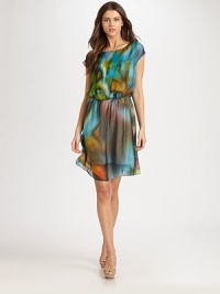 A beautifully hued print meets a flattering sheath design made from luxurious silk.Round neckShort sleevesElasticized waistFully linedAbout 22 from natural waistSilkDry cleanImported Model shown is 5'11½ (181cm) wearing US size Small. A beautifully hued print meets a flattering sheath design made from luxurious silk.Round neckShort sleevesElasticized waistFully linedAbout 22 from natural waistSilkDry cleanImported Model shown is 5'11½ (181cm) wearing US size Small.