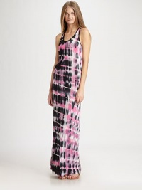 Bright, tie-dyed motif covers a fitted jersey silhouette styled with a plunging scoopneck, racerback and touch of silk. ScoopneckSleevelessRacerbackAbout 40 from natural waist90% micro modal/10% silkDry cleanMade in USAModel shown is 5'10 (177cm) wearing US size Small. Bright, tie-dyed motif covers a fitted jersey silhouette styled with a plunging scoopneck, racerback and touch of silk. ScoopneckSleevelessRacerbackAbout 40 from natural waist90% micro modal/10% silkDry cleanMade in USAModel shown is 5'10 (177cm) wearing US size Small.