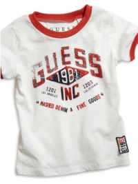 GUESS Short-Sleeve Logo Ringer Tee, WHITE (24M) GUESS Short-Sleeve Logo Ringer Tee, WHITE (24M)